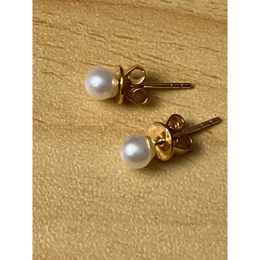 Gold Pearl Bracelet and Earring Set Freshwater Pearl Multi Strand Jewelry Womens - Picture 4 of 5